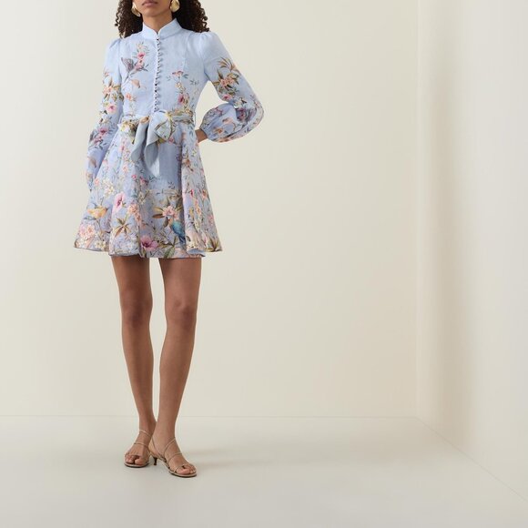 Zimmermann Rebellion Blue Aviary Mini Dress - Picture 1 of 12